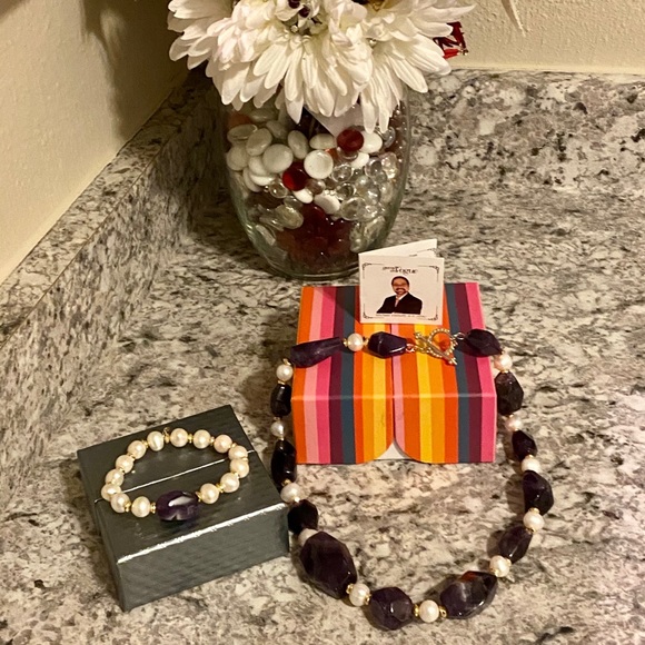 Freshwater Pearl Gemstone Bead Bracelet & Necklace